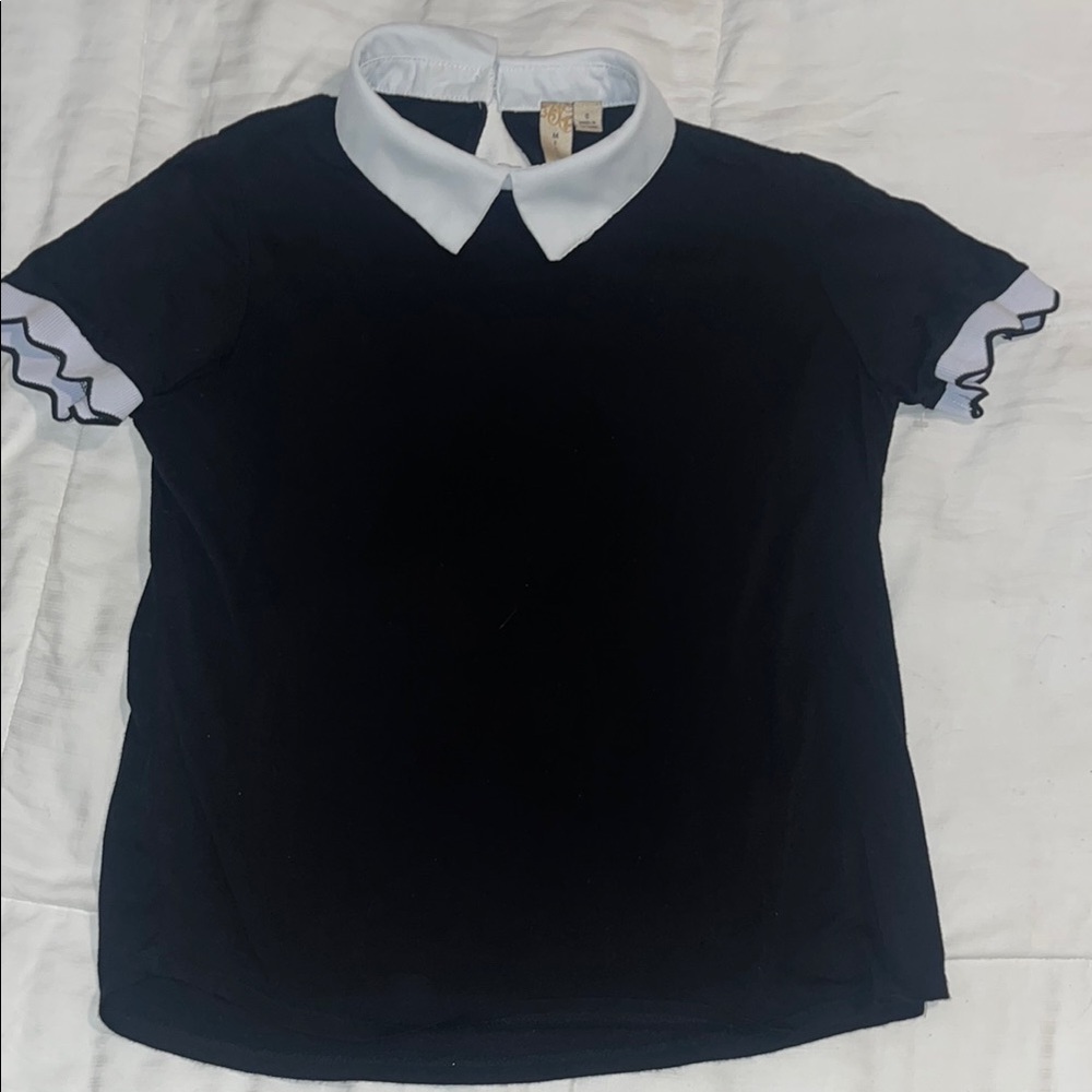 Misia Black Top with White Collar and Trim. Wednesday Adam’s Family Size Small
